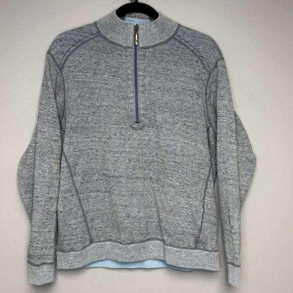 Tommy Bahama Mens Reversible Gray Blue 1/2 Zip Pullover Golf Dad Sweater Sz M - Picture 4 of 5